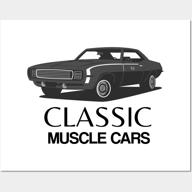 Classic Muscle Cars Black Varient Wall Art by FungibleDesign